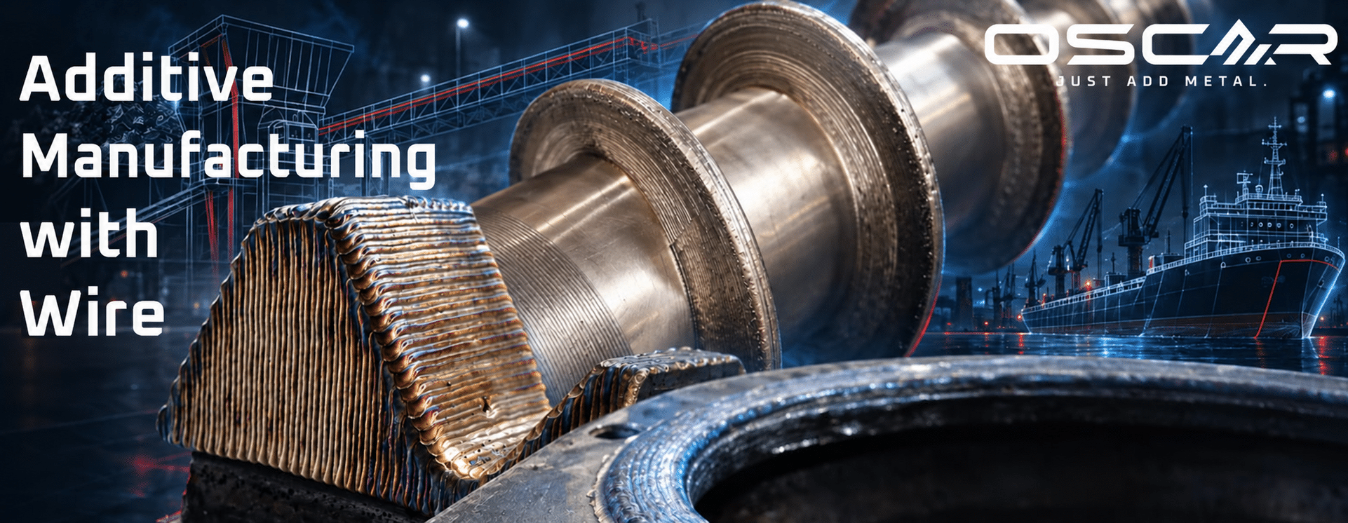Wire additive manufacturing for motor block repair, recycling components and screw shafts